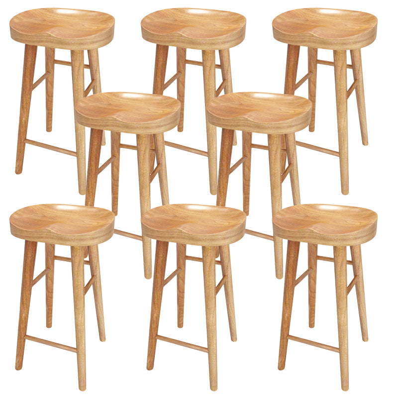 Contemporary Solid Wood Dining Stools Backless Bar Stools with Footrest