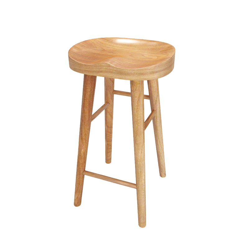 Contemporary Solid Wood Dining Stools Backless Bar Stools with Footrest