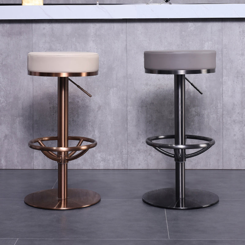 Industrial Leather Bar Stool Adjustable Backless Counter Stool for Bristol