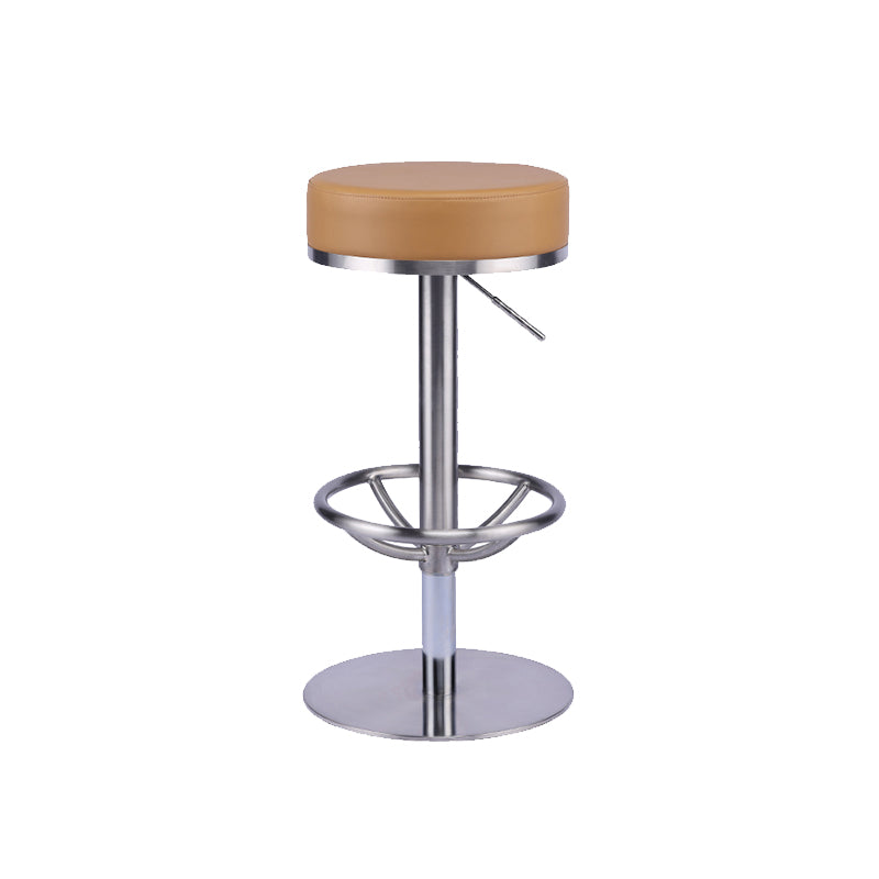 Industrial Leather Bar Stool Adjustable Backless Counter Stool for Bristol