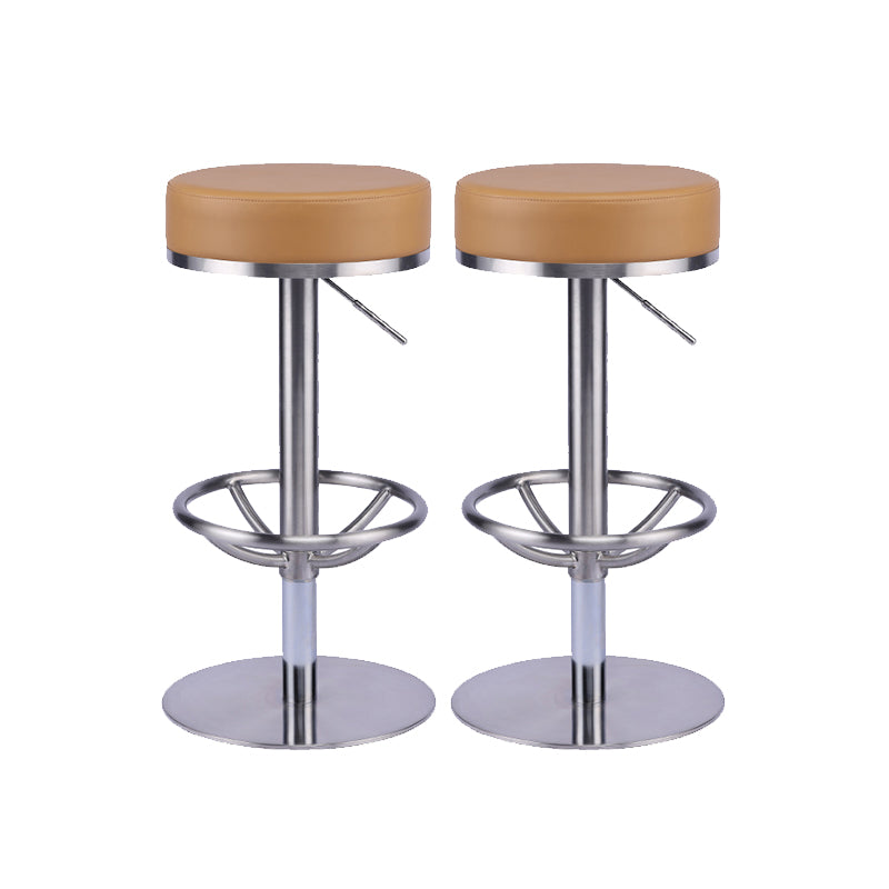 Industrial Leather Bar Stool Adjustable Backless Counter Stool for Bristol