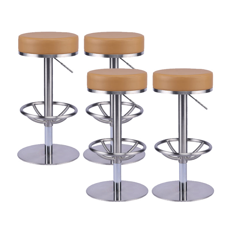 Industrial Leather Bar Stool Adjustable Backless Counter Stool for Bristol