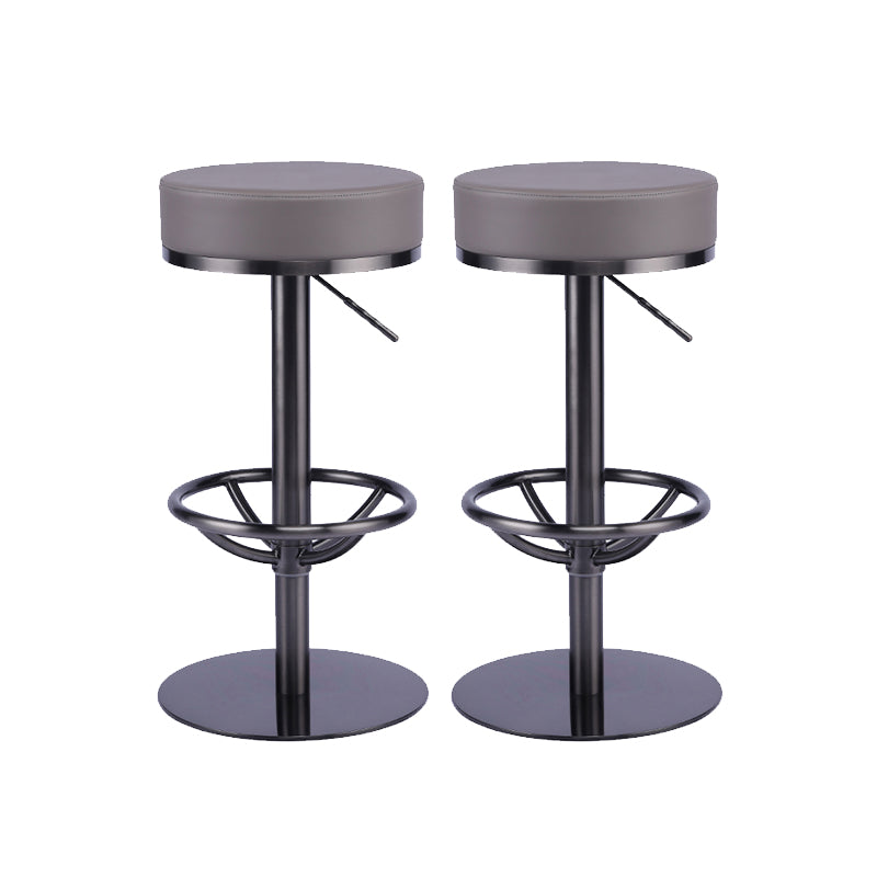 Industrial Leather Bar Stool Adjustable Backless Counter Stool for Bristol