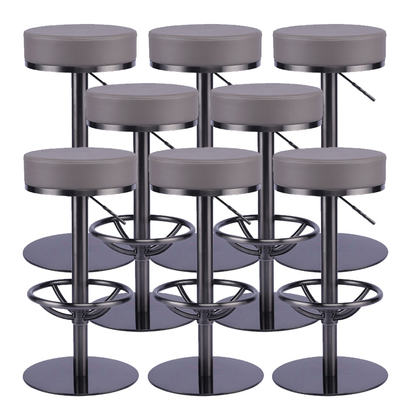 Industrial Leather Bar Stool Adjustable Backless Counter Stool for Bristol