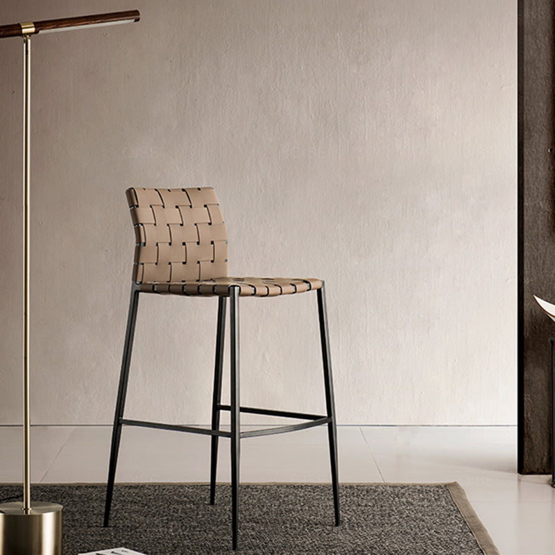 Faux Leather Dining Stools Contemporary Bar Stools with Metal Base