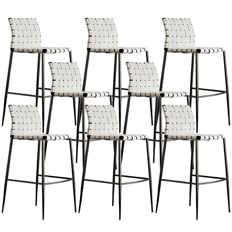 Faux Leather Dining Stools Contemporary Bar Stools with Metal Base