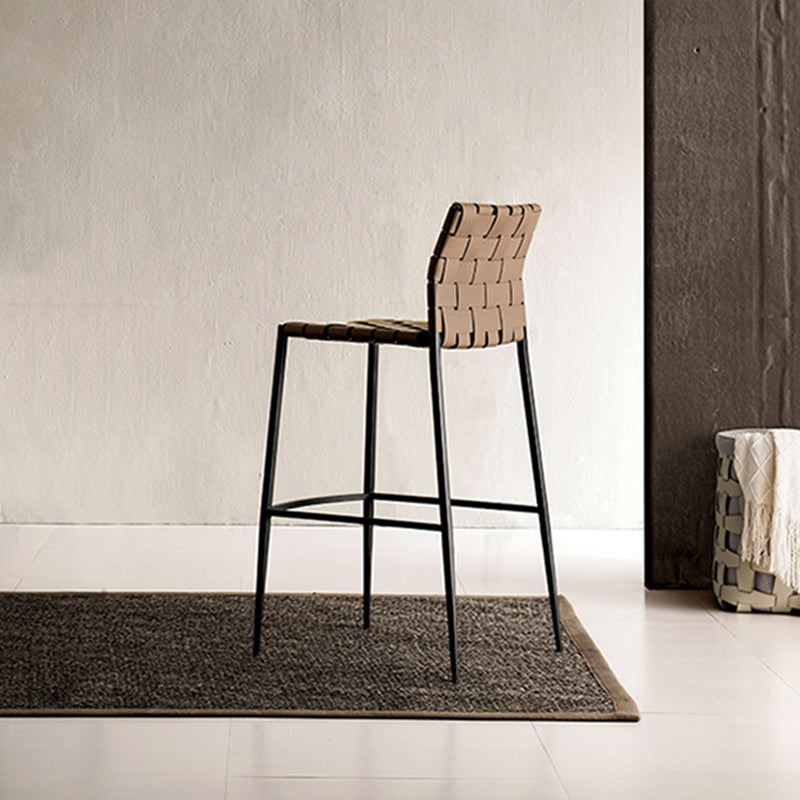 Faux Leather Dining Stools Contemporary Bar Stools with Metal Base