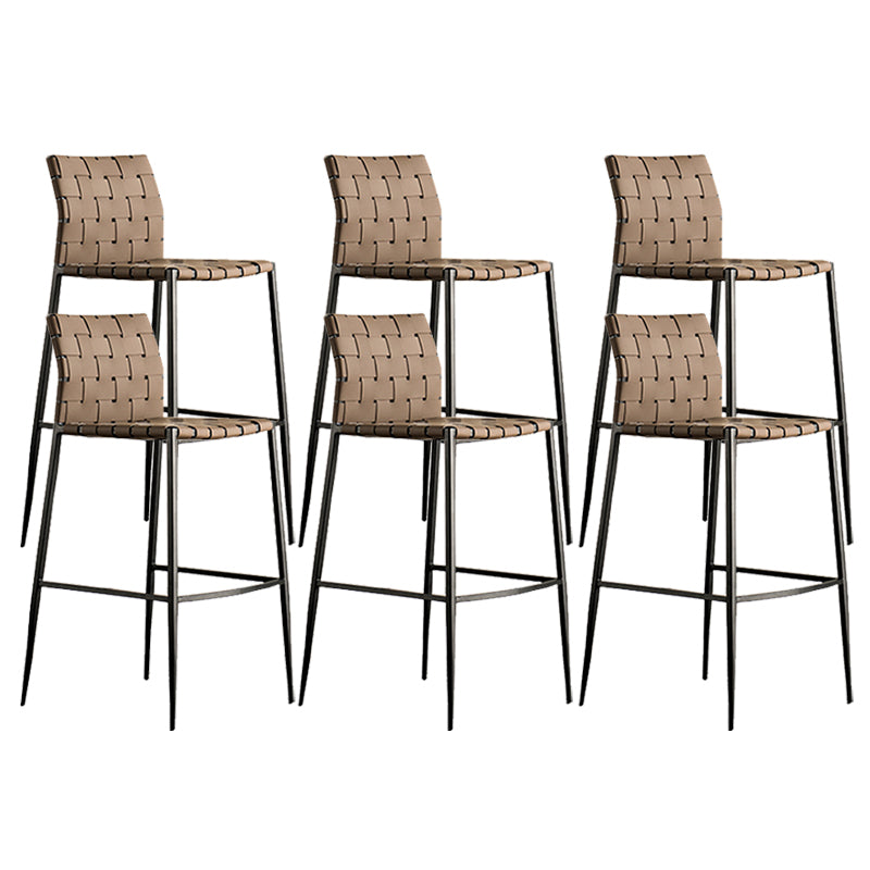 Faux Leather Dining Stools Contemporary Bar Stools with Metal Base