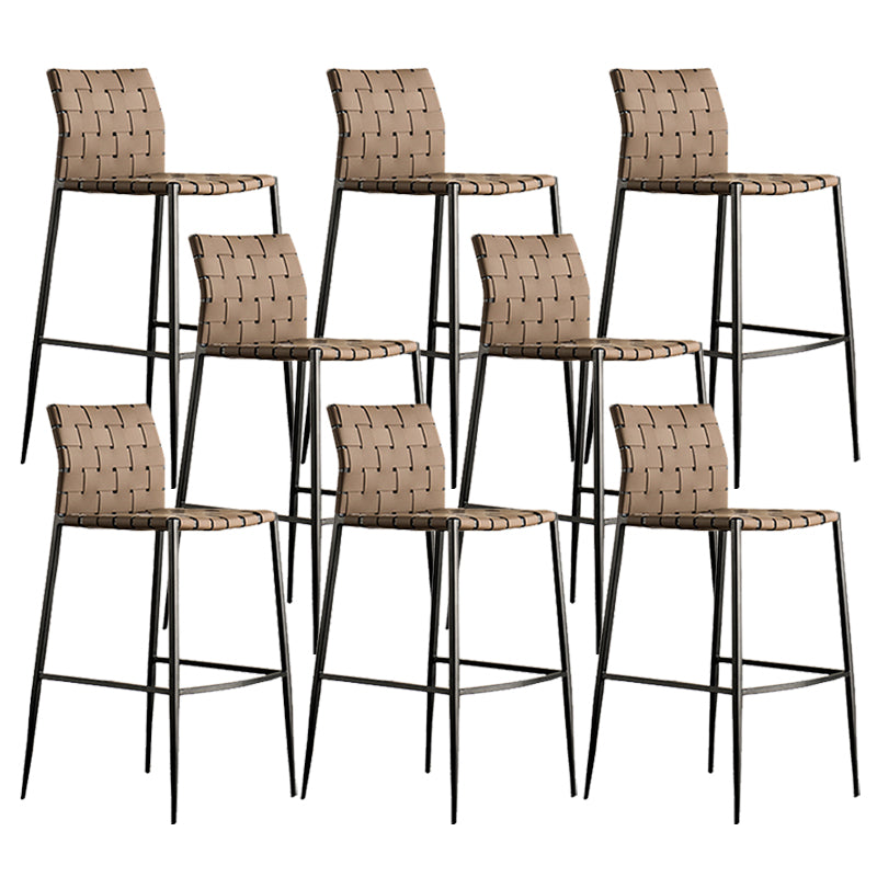 Faux Leather Dining Stools Contemporary Bar Stools with Metal Base