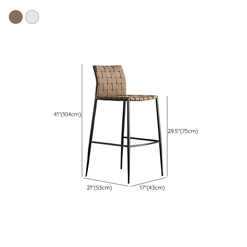Faux Leather Dining Stools Contemporary Bar Stools with Metal Base