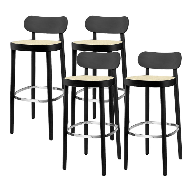 Wood Dining Stools Contemporary Armless Bar Stools with Footrest