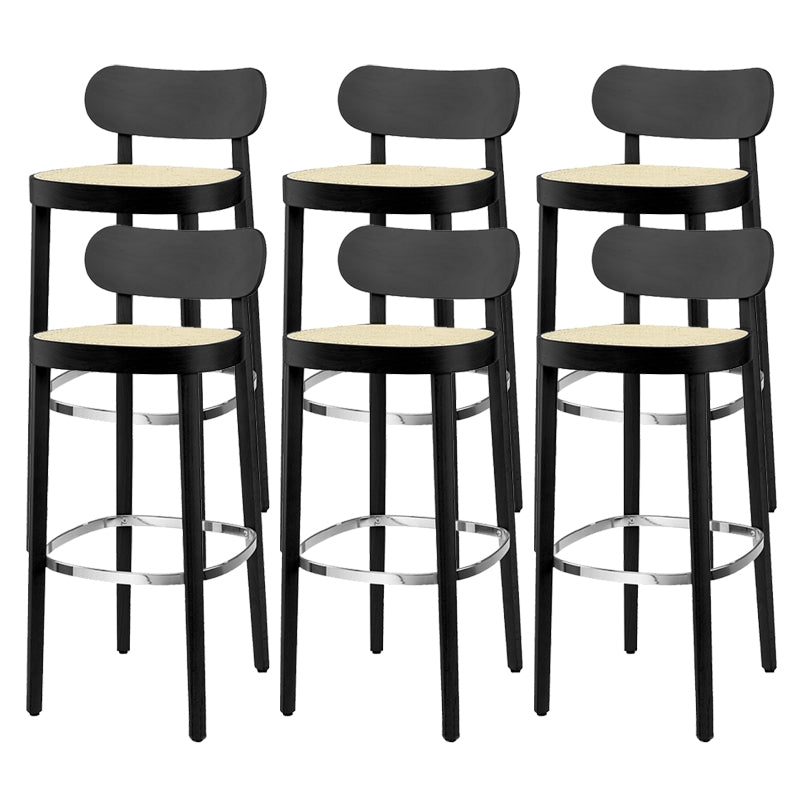 Wood Dining Stools Contemporary Armless Bar Stools with Footrest