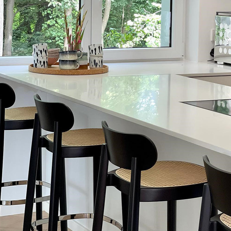 Wood Dining Stools Contemporary Armless Bar Stools with Footrest