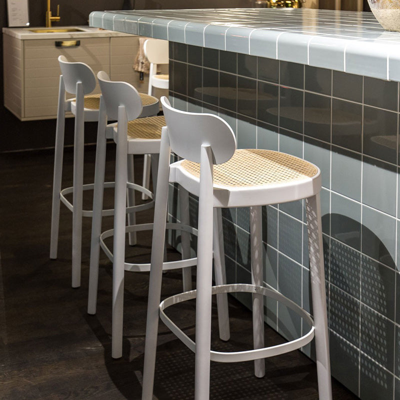 Wood Dining Stools Contemporary Armless Bar Stools with Footrest