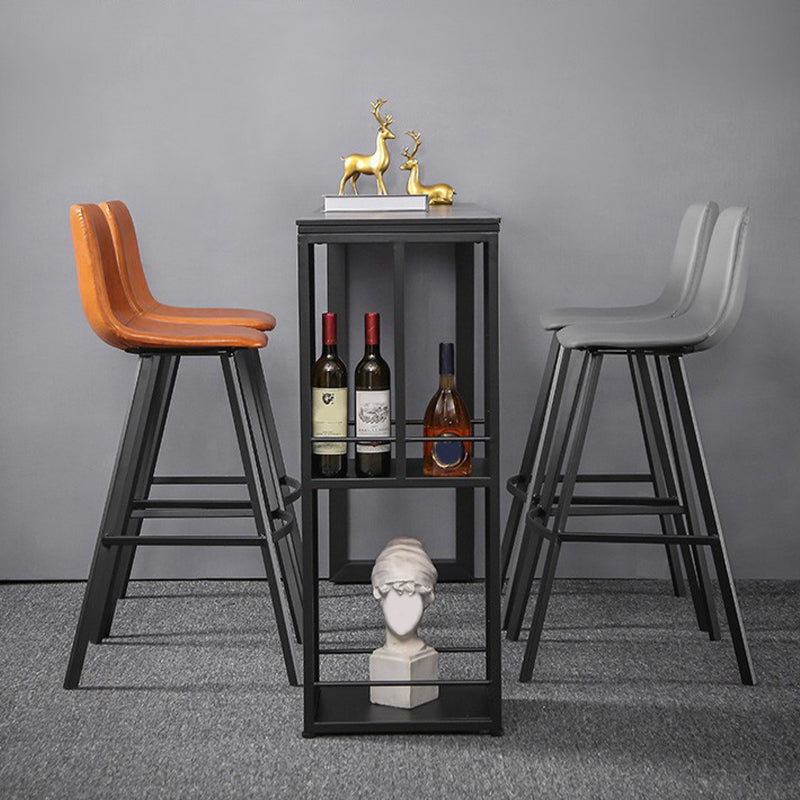 Metal Low Back Dining Stools Contemporary Armless Bar Stools with Footrest