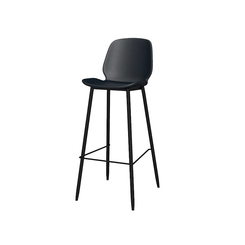 Metal Low Back Dining Stools Contemporary Armless Bar Stools with Footrest