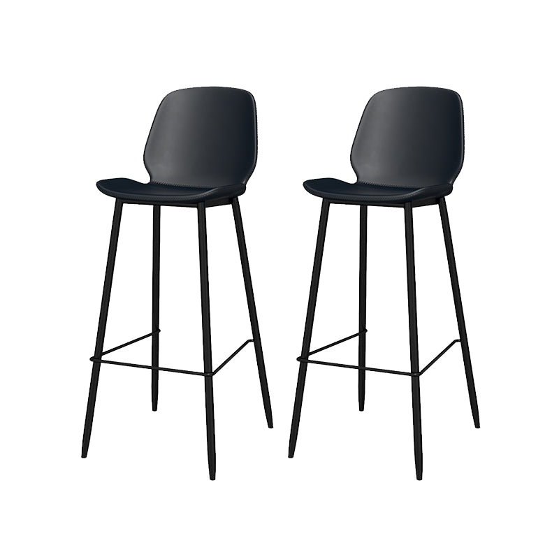 Metal Low Back Dining Stools Contemporary Armless Bar Stools with Footrest