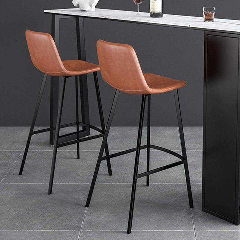 Metal Low Back Dining Stools Contemporary Armless Bar Stools with Footrest