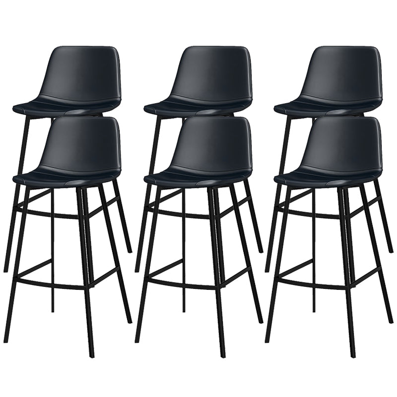 Metal Low Back Dining Stools Contemporary Armless Bar Stools with Footrest