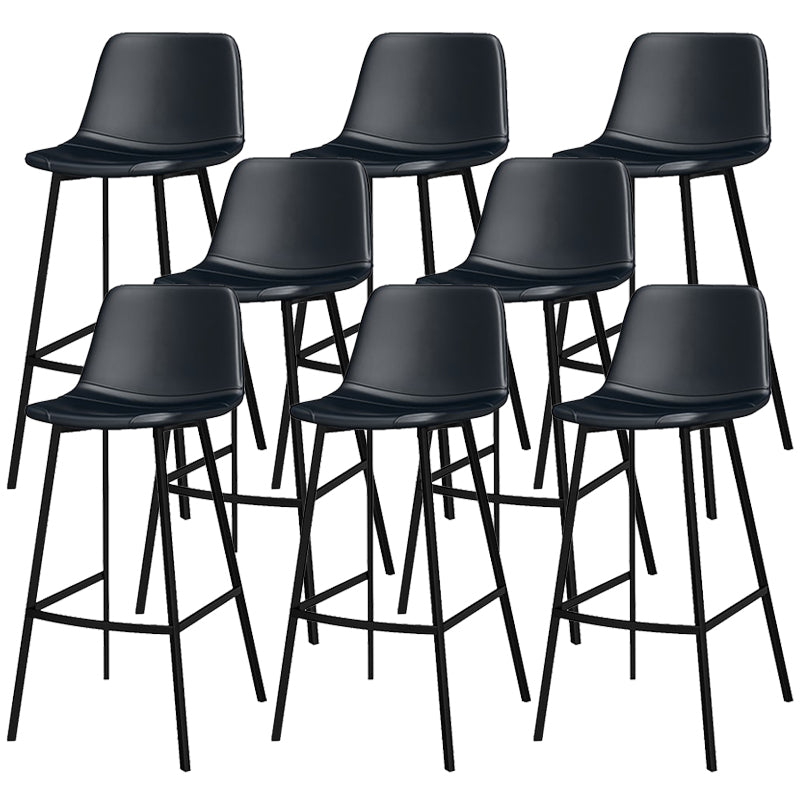 Metal Low Back Dining Stools Contemporary Armless Bar Stools with Footrest