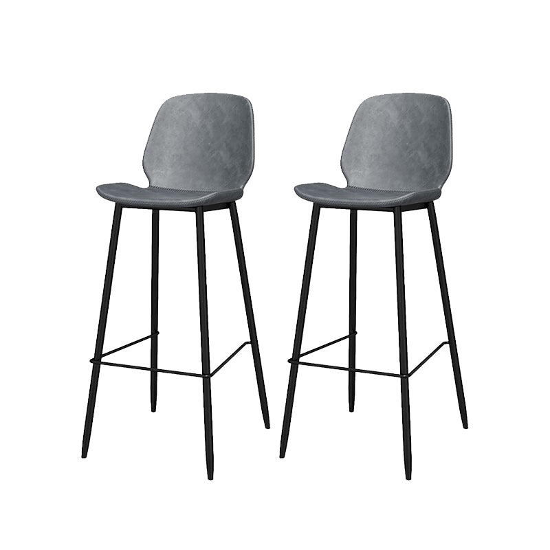 Metal Low Back Dining Stools Contemporary Armless Bar Stools with Footrest