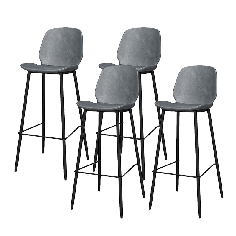 Metal Low Back Dining Stools Contemporary Armless Bar Stools with Footrest