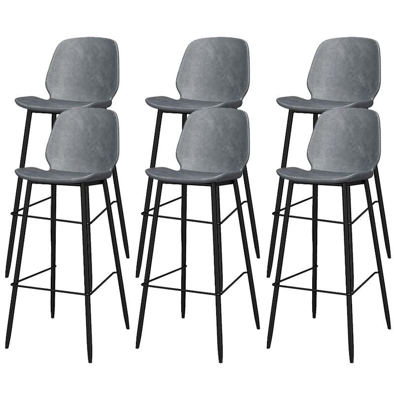 Metal Low Back Dining Stools Contemporary Armless Bar Stools with Footrest