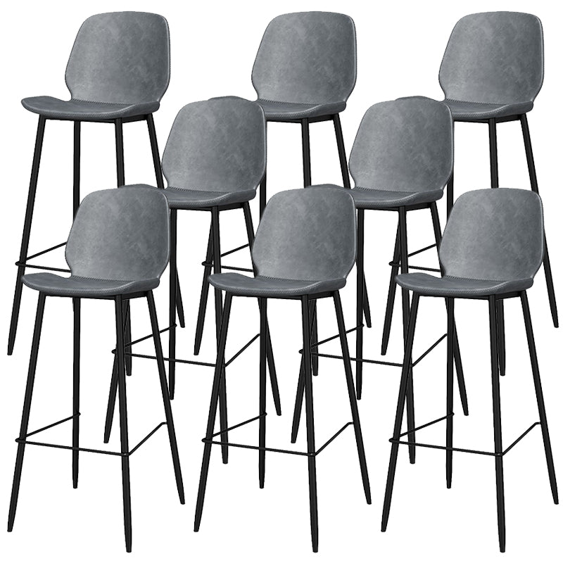 Metal Low Back Dining Stools Contemporary Armless Bar Stools with Footrest
