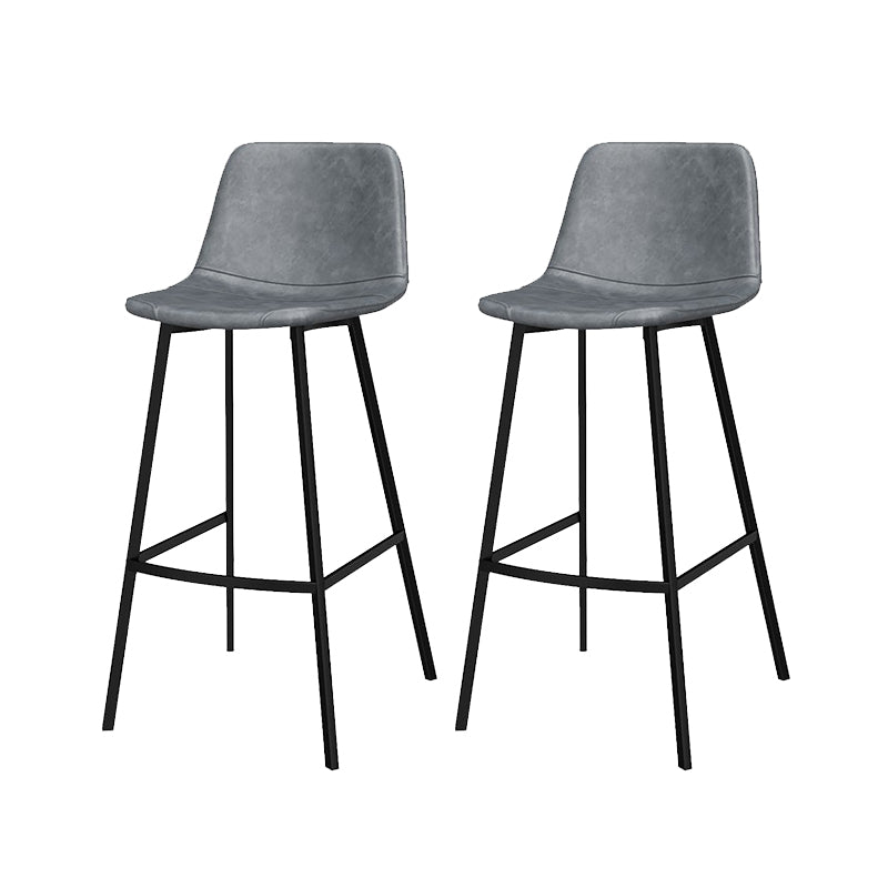 Metal Low Back Dining Stools Contemporary Armless Bar Stools with Footrest