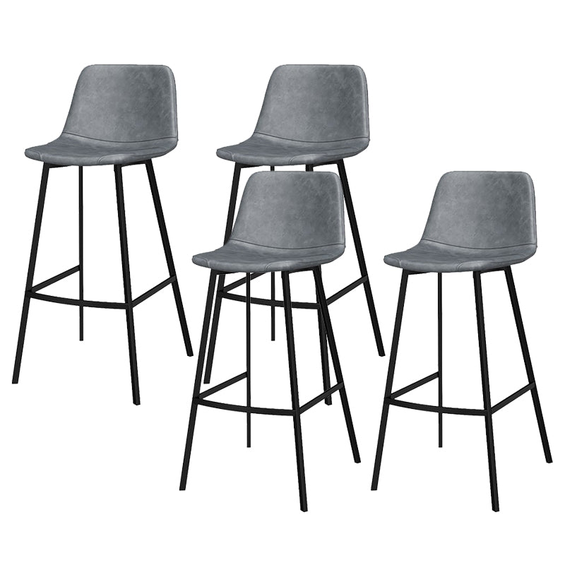 Metal Low Back Dining Stools Contemporary Armless Bar Stools with Footrest