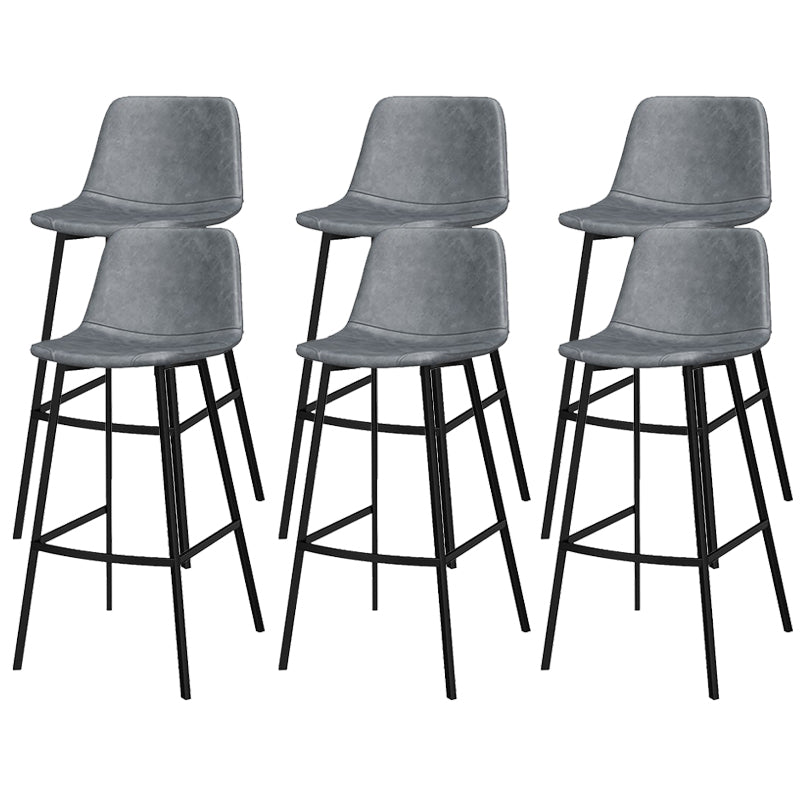 Metal Low Back Dining Stools Contemporary Armless Bar Stools with Footrest