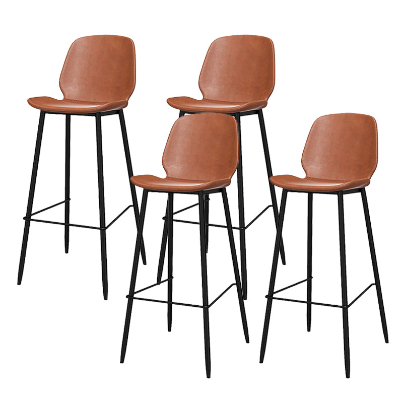 Metal Low Back Dining Stools Contemporary Armless Bar Stools with Footrest