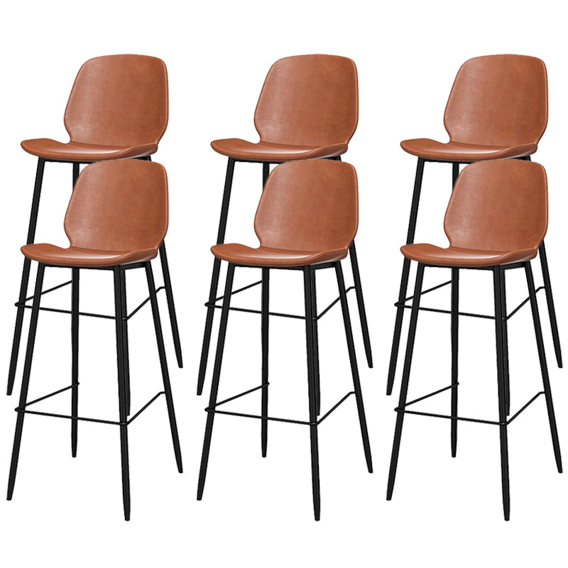 Metal Low Back Dining Stools Contemporary Armless Bar Stools with Footrest
