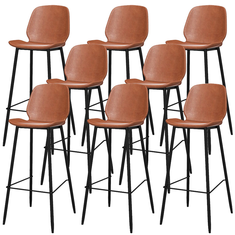 Metal Low Back Dining Stools Contemporary Armless Bar Stools with Footrest