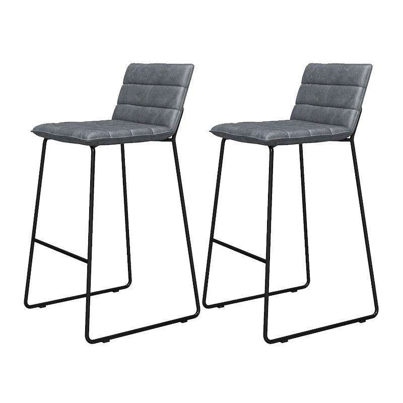 Metal Low Back Dining Stools Contemporary Armless Bar Stools with Footrest