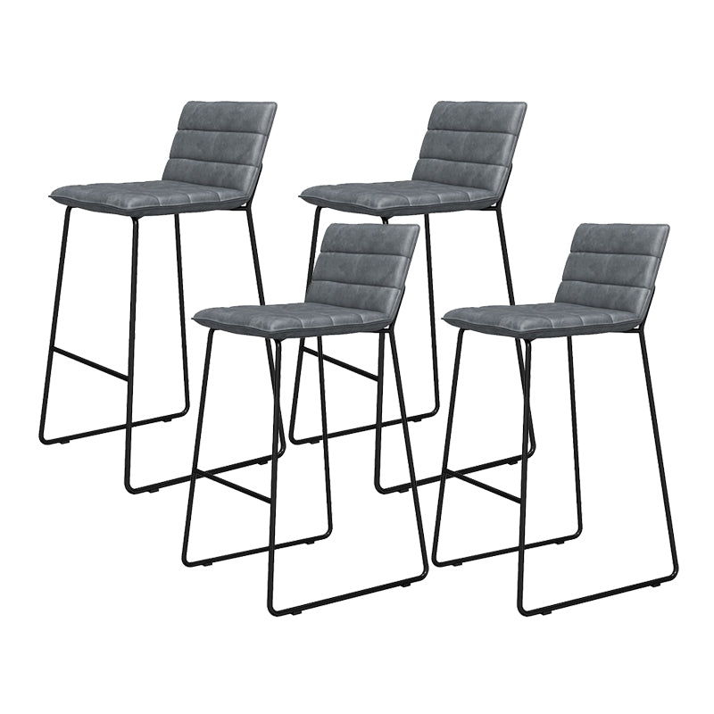 Metal Low Back Dining Stools Contemporary Armless Bar Stools with Footrest