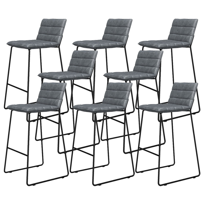 Metal Low Back Dining Stools Contemporary Armless Bar Stools with Footrest
