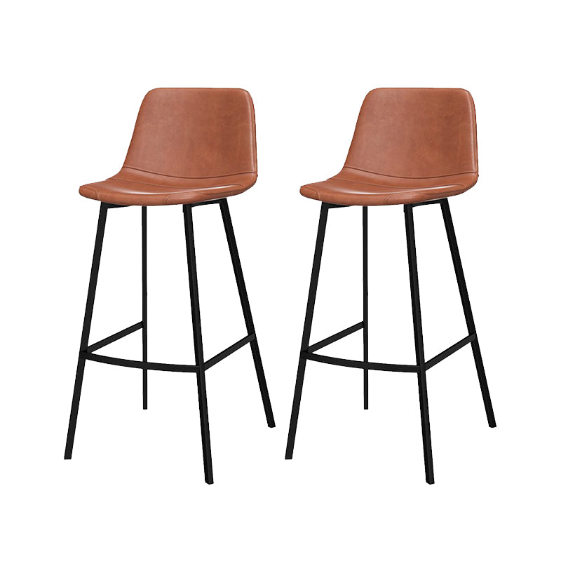 Metal Low Back Dining Stools Contemporary Armless Bar Stools with Footrest