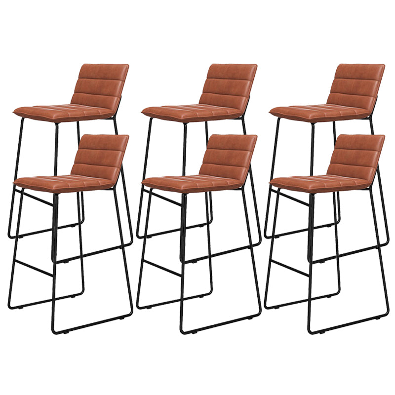 Metal Low Back Dining Stools Contemporary Armless Bar Stools with Footrest