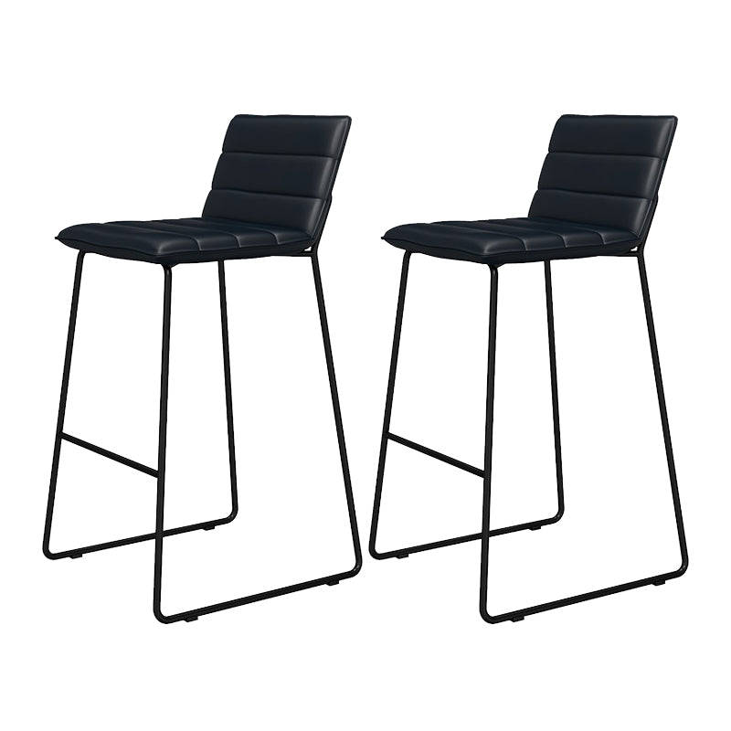 Metal Low Back Dining Stools Contemporary Armless Bar Stools with Footrest