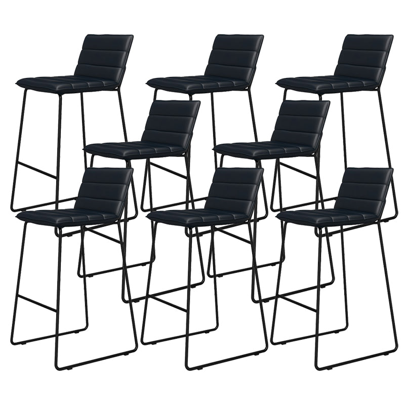 Metal Low Back Dining Stools Contemporary Armless Bar Stools with Footrest