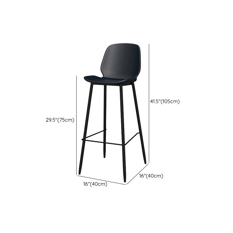 Metal Low Back Dining Stools Contemporary Armless Bar Stools with Footrest