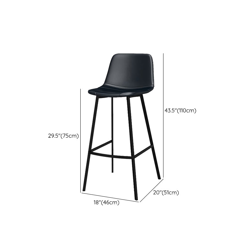 Metal Low Back Dining Stools Contemporary Armless Bar Stools with Footrest