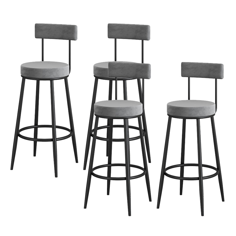 Metal Low Back Dining Stools Contemporary Armless Bar Stools with Cushion