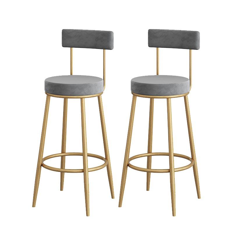 Metal Low Back Dining Stools Contemporary Armless Bar Stools with Cushion
