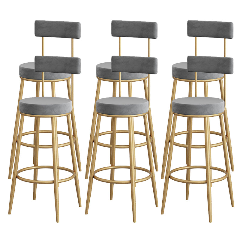 Metal Low Back Dining Stools Contemporary Armless Bar Stools with Cushion