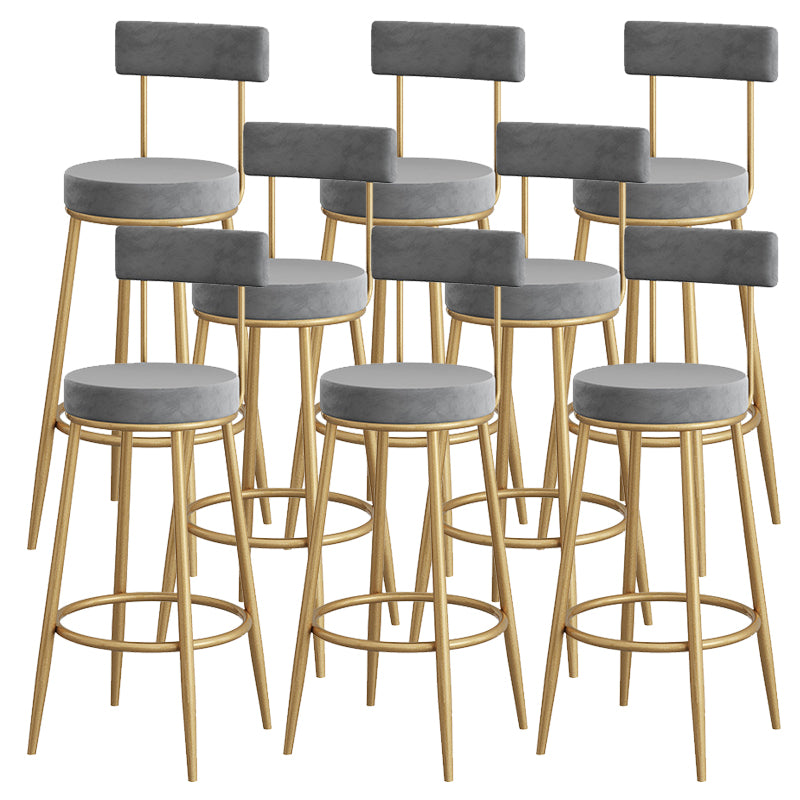Metal Low Back Dining Stools Contemporary Armless Bar Stools with Cushion