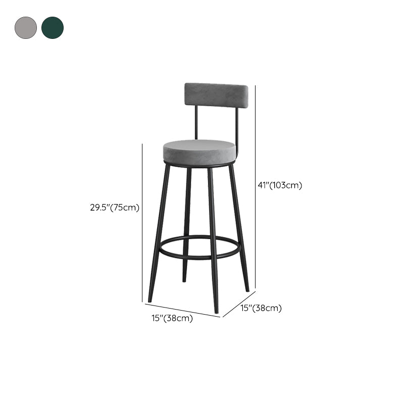Metal Low Back Dining Stools Contemporary Armless Bar Stools with Cushion