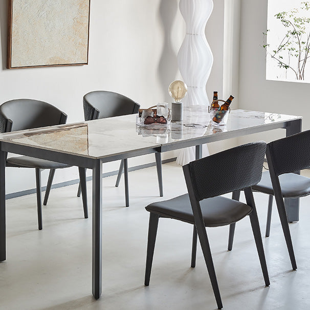 Industrial Armless Kitchen Dining Side Chair Faux Leather Side Chair