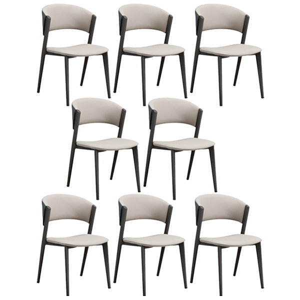 Industrial Armless Kitchen Dining Side Chair Faux Leather Side Chair